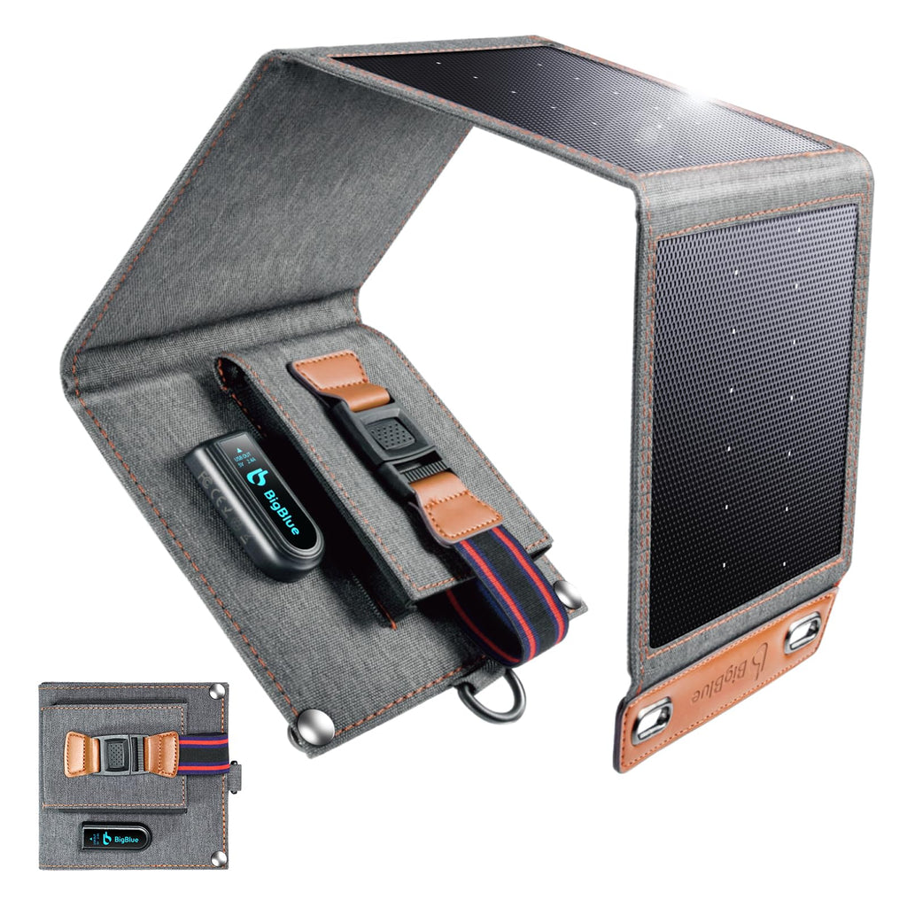 BigBlue 28W Solar Panel Charger with Dual USB-C and USB-A, Portable Solar Phone Charger for Camping, Hiking, Backpacking, Emergency Solar Charger for iPhone, iPad, Samsung Galaxy, Power Bank, GPS etc