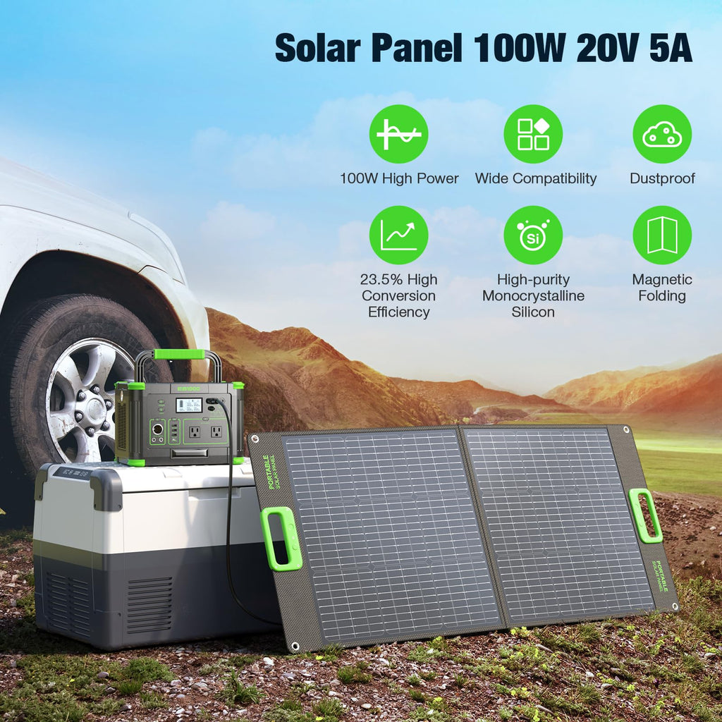 200W Portable Solar Panel for Power Station, Solar Charger w/ 4 Kickstands | 24% High Efficiency Waterproof Foldable Solar Panel Kit w/DC XT60 Anderson Aviation Output for Outdoor RV Camper Blackout