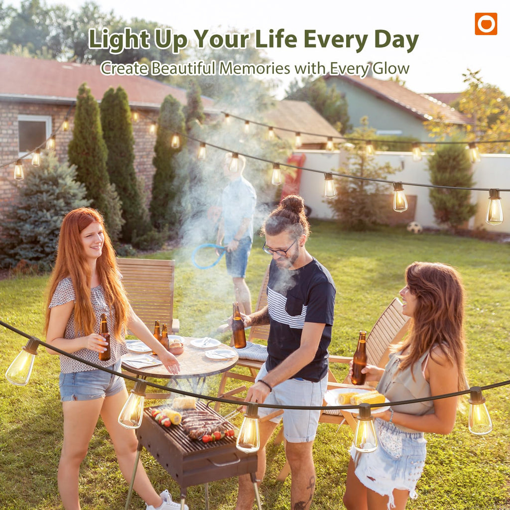 addlon 52(48+4) FT Solar String Lights Waterproof, Remote Dimmable 16+1 LED | Patio Lights Solar Powered with USB Port, Shatterproof Bulbs, 3 Light Modes, Timable Solar Light for Camping Backyard Garden