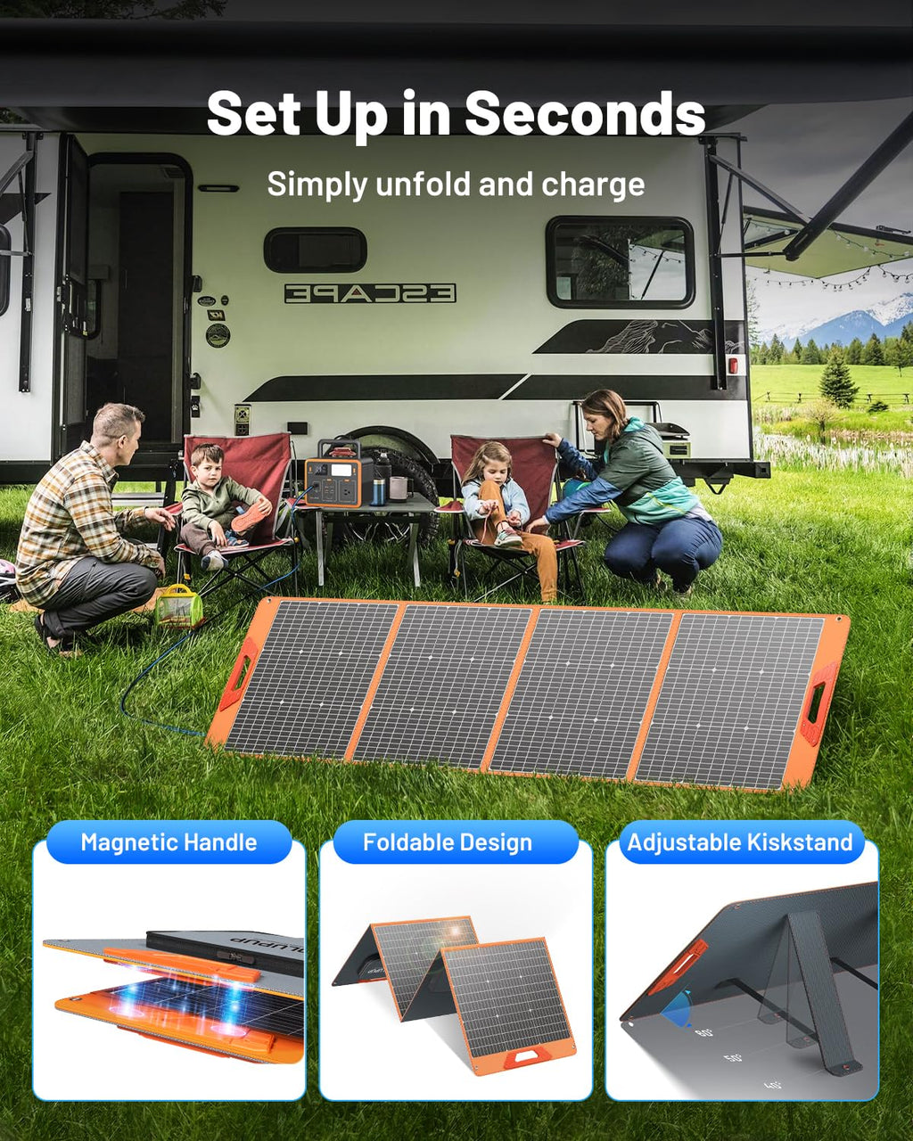 SOLUPUP Solar Panels 30W Portable Foldable Solar Charger with 5V USB-A and USB-C Fast Charging Compatible with iPhone, iPad, Samsung, Power Banks, IPX5 Waterproof Perfect for Camping, Hiking, Outdoor