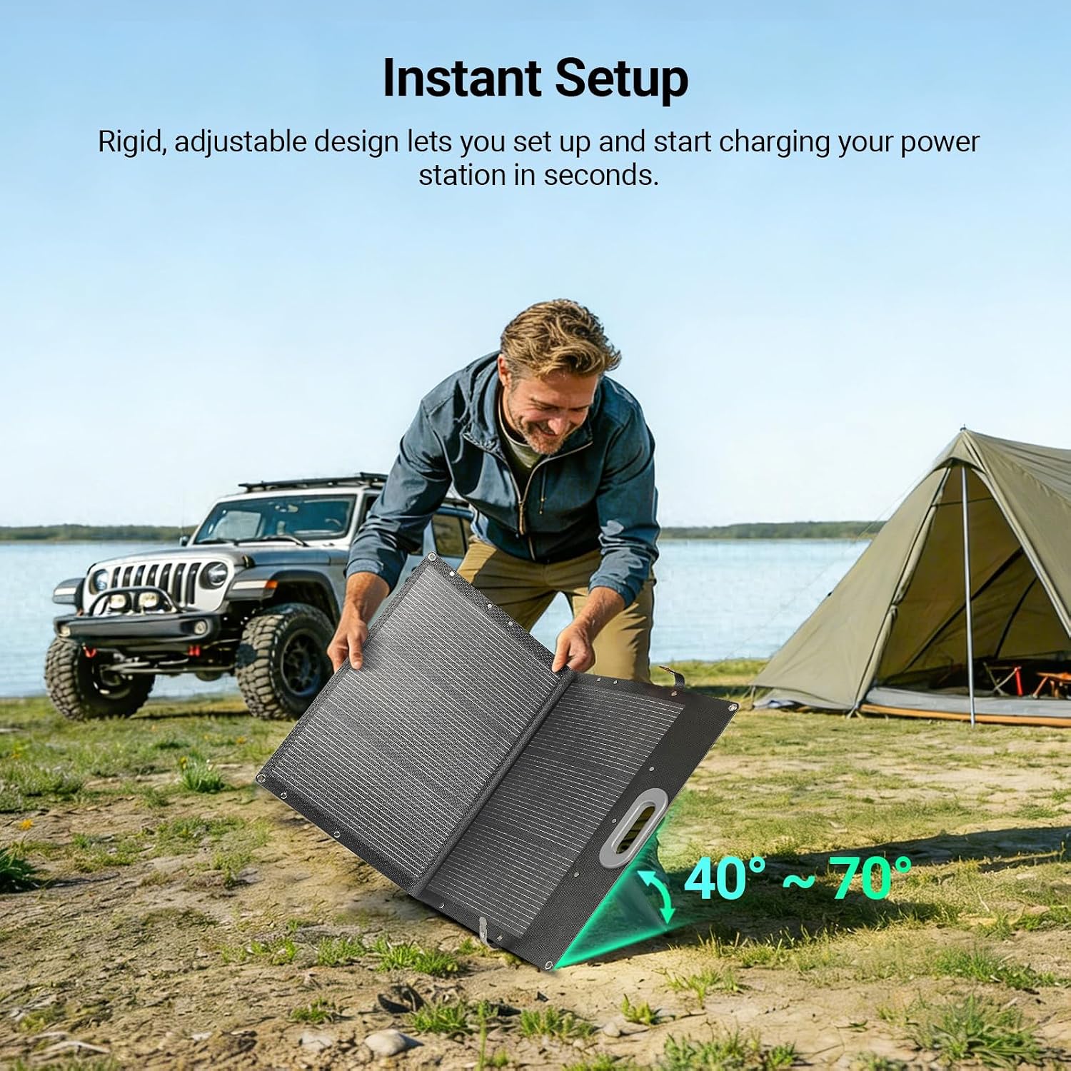 HQST 100W Portable Solar Panel, N-Type, 25% Efficiency, IP67 Waterproof | Only 5.91 lb, Foldable, 3-in-1 Adapter Cable & Adjustable Kickstands for Power Stations,Camping, RV, Off-Grid & Emergency