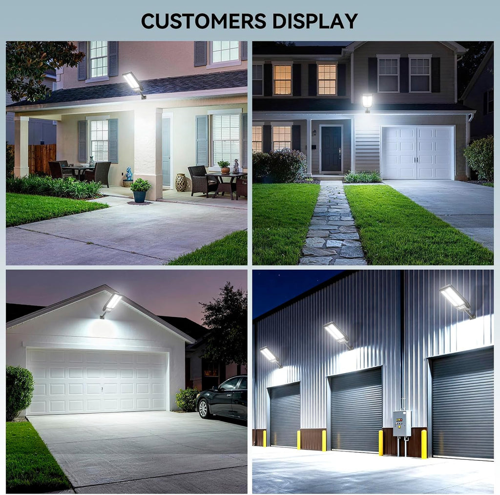 VOOJOY 9000W Solar Street Lights Outdoor, 7000K Solar Light Outdoor LED Street Light Dusk to Dawn, LED Wide Angle Lamp with Motion Sensor and Remote Control for Parking Lot, Yard