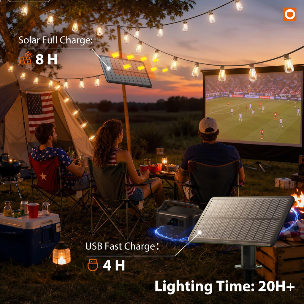 addlon 52(48+4) FT Solar String Lights Waterproof, Remote Dimmable 16+1 LED | Patio Lights Solar Powered with USB Port, Shatterproof Bulbs, 3 Light Modes, Timable Solar Light for Camping Backyard Garden