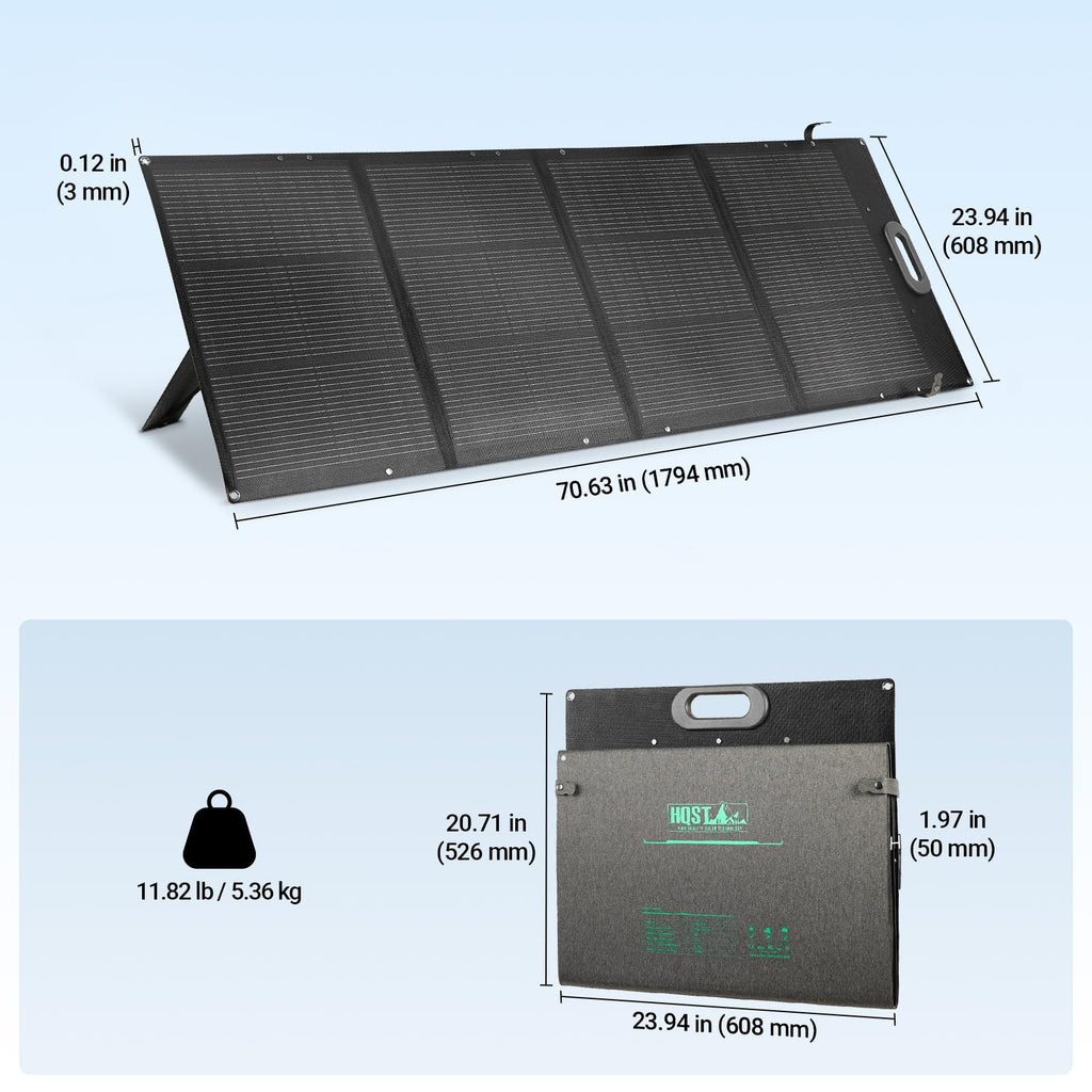 HQST 100W Portable Solar Panel, N-Type, 25% Efficiency, IP67 Waterproof | Only 5.91 lb, Foldable, 3-in-1 Adapter Cable & Adjustable Kickstands for Power Stations,Camping, RV, Off-Grid & Emergency