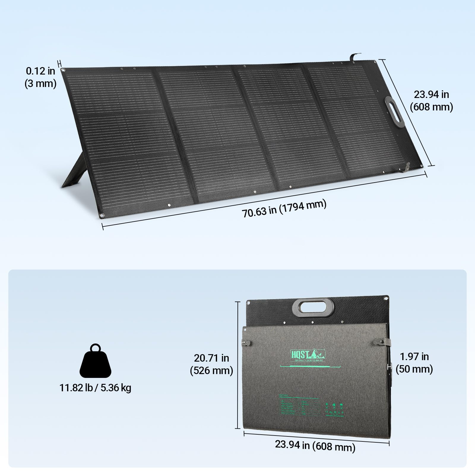 HQST 100W Portable Solar Panel, N-Type, 25% Efficiency, IP67 Waterproof | Only 5.91 lb, Foldable, 3-in-1 Adapter Cable & Adjustable Kickstands for Power Stations,Camping, RV, Off-Grid & Emergency