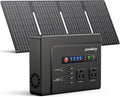 200W Solar Powered Generator, Portable Power Station with Solar Panel 40W | Powkey 146Wh Power Bank with 120V AC Outlet, Pure Sine Wave Lithium Battery for Outdoor Camping Emergency Home