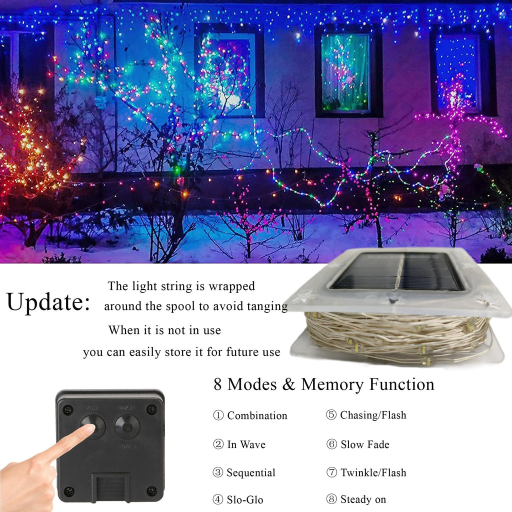 Joomer Solar Fairy Lights, 2-Pack Total 80FT 240LED Lights, Warm White | Copper Wire, Solar String Light Waterproof 8 Lighting Modes for Patio Fence Party Garden Yard Home Outdoor Decoration
