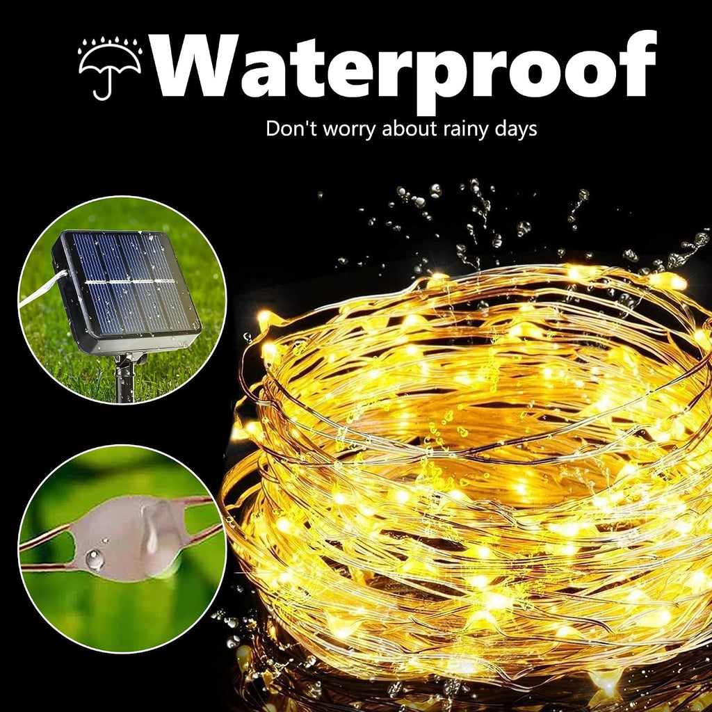 Joomer Solar Fairy Lights, 2-Pack Total 80FT 240LED Lights, Warm White | Copper Wire, Solar String Light Waterproof 8 Lighting Modes for Patio Fence Party Garden Yard Home Outdoor Decoration