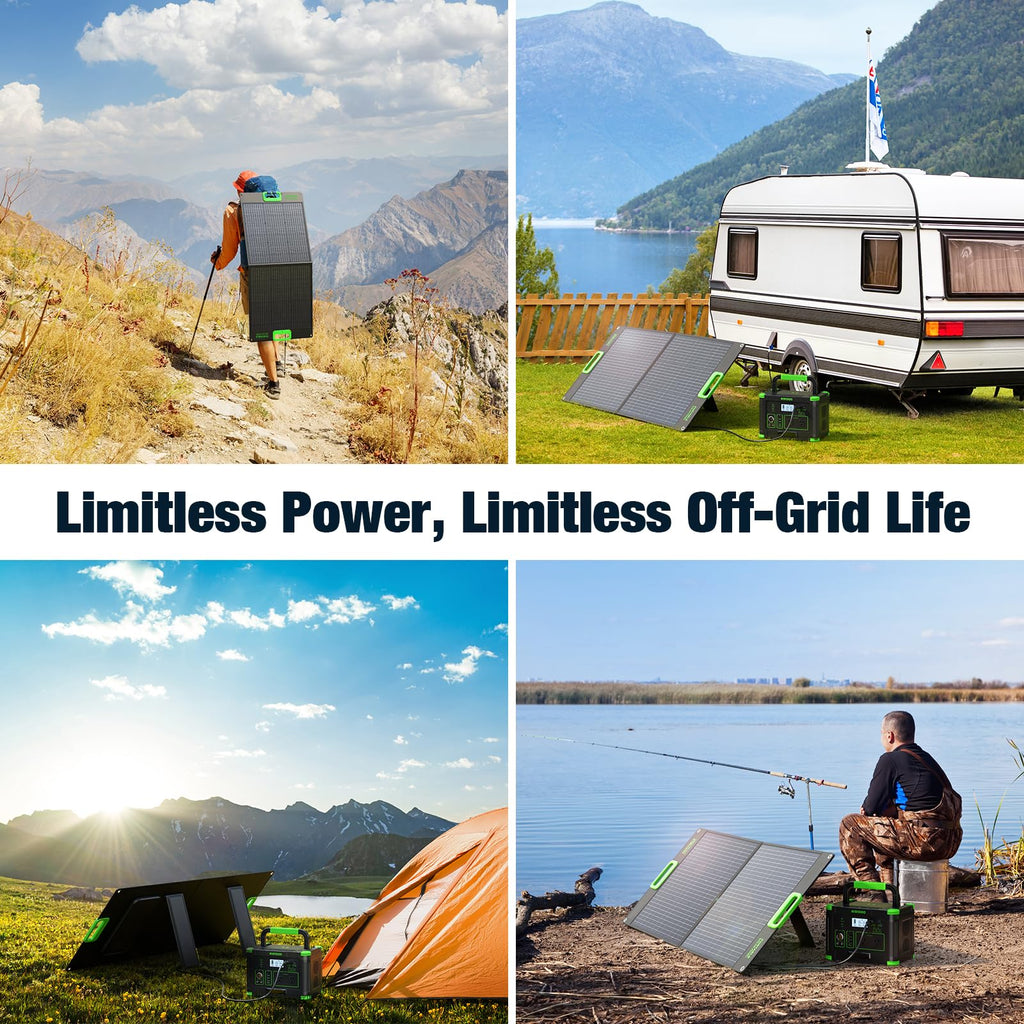 200W Portable Solar Panel for Power Station, Solar Charger w/ 4 Kickstands | 24% High Efficiency Waterproof Foldable Solar Panel Kit w/DC XT60 Anderson Aviation Output for Outdoor RV Camper Blackout