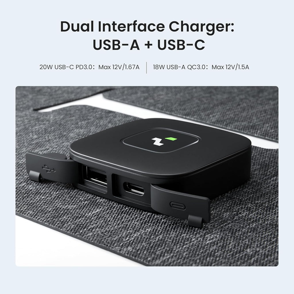 35W Solar Panel Charger with USB-A and USB-C Ports, 25.4% High Efficiency Folding Portable Solar Charger Compatible with Phones,Power Bank,IP68 Waterproof Solar Charger for Backpacking