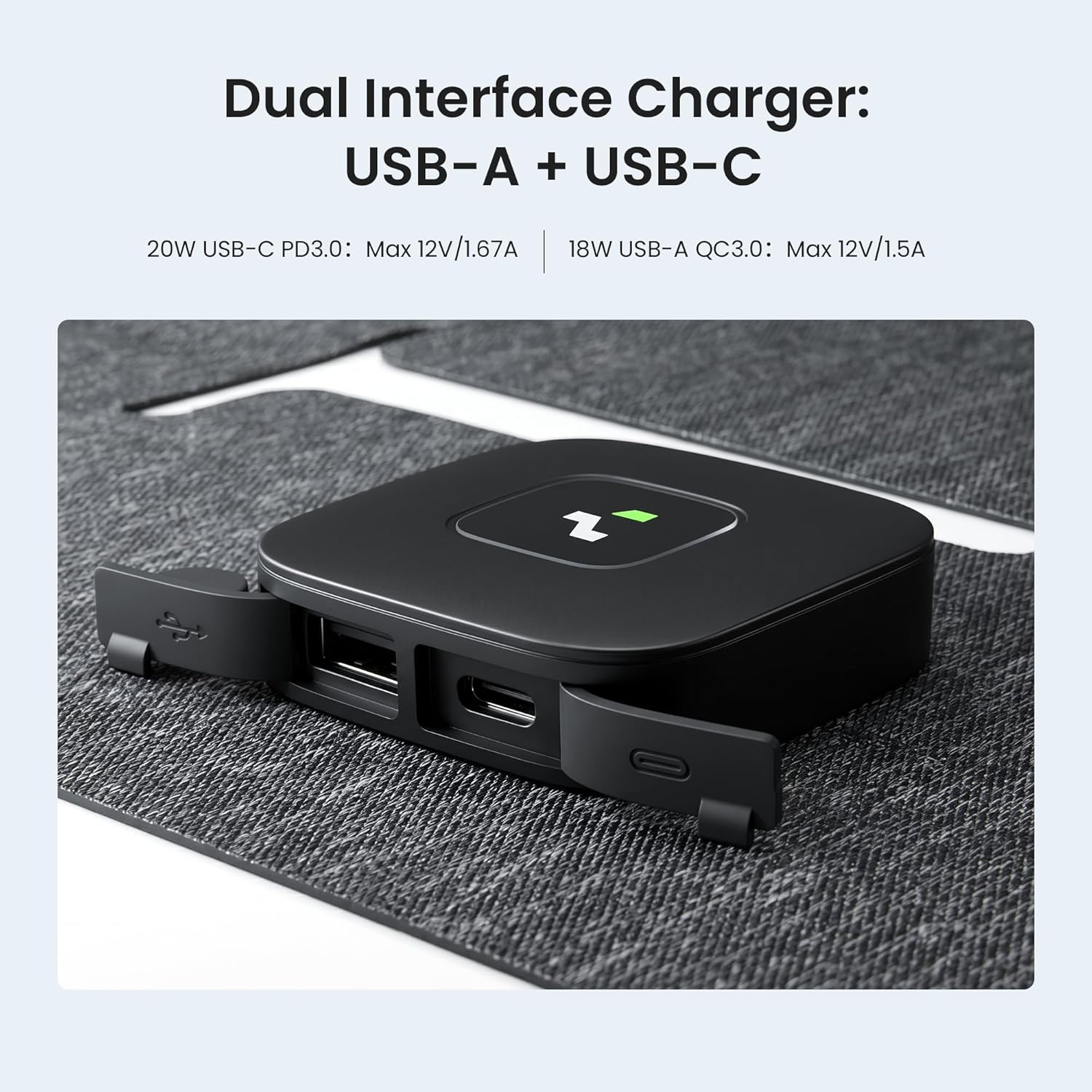 35W Solar Panel Charger with USB-A and USB-C Ports, 25.4% High Efficiency Folding Portable Solar Charger Compatible with Phones,Power Bank,IP68 Waterproof Solar Charger for Backpacking