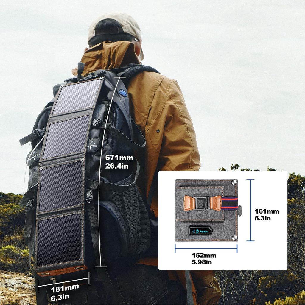 BigBlue 28W Solar Panel Charger with Dual USB-C and USB-A, Portable Solar Phone Charger for Camping, Hiking, Backpacking, Emergency Solar Charger for iPhone, iPad, Samsung Galaxy, Power Bank, GPS etc