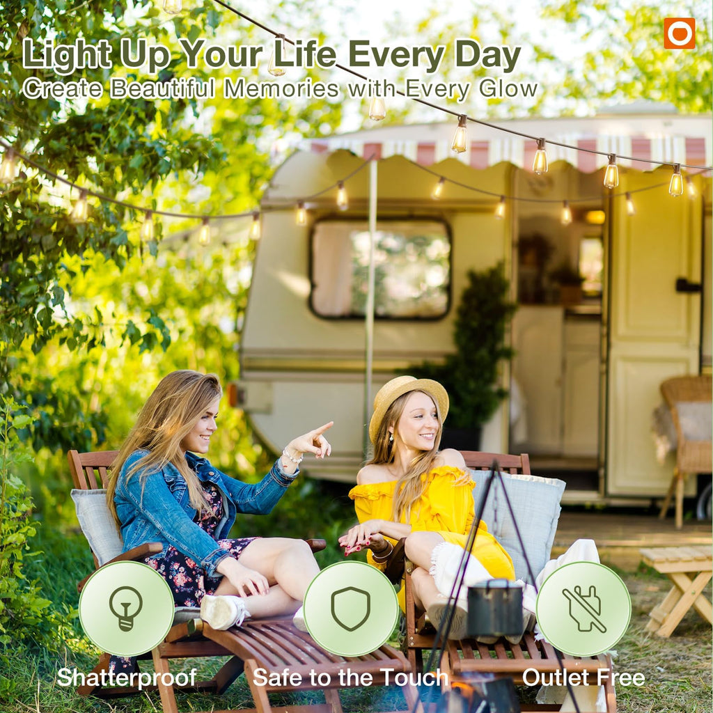addlon 52(48+4) FT Solar String Lights Waterproof, Remote Dimmable 16+1 LED | Patio Lights Solar Powered with USB Port, Shatterproof Bulbs, 3 Light Modes, Timable Solar Light for Camping Backyard Garden