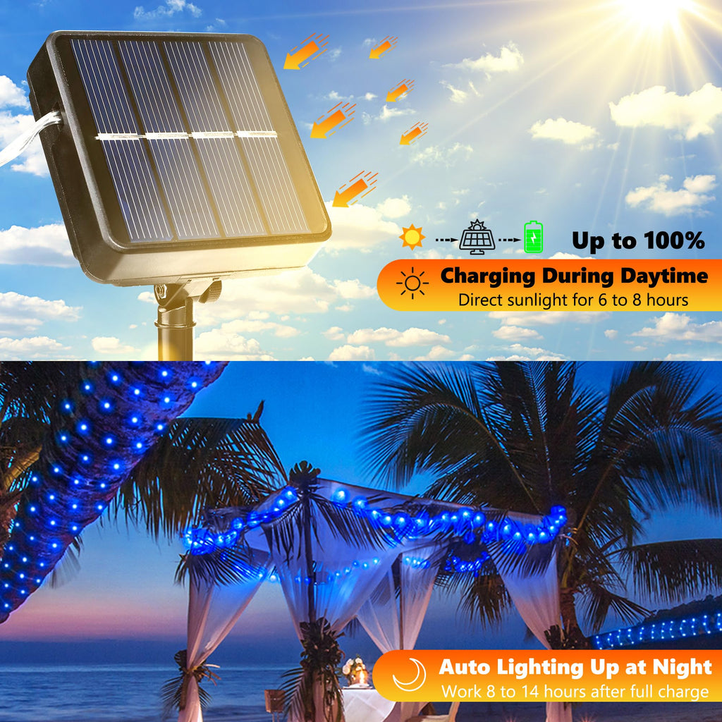 Joomer Solar Fairy Lights, 2-Pack Total 80FT 240LED Lights, Warm White | Copper Wire, Solar String Light Waterproof 8 Lighting Modes for Patio Fence Party Garden Yard Home Outdoor Decoration