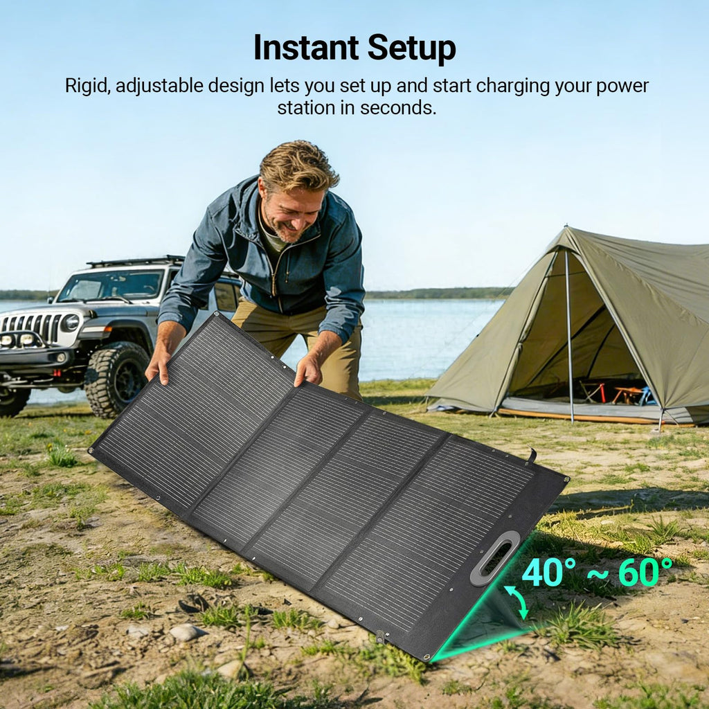 HQST 100W Portable Solar Panel, N-Type, 25% Efficiency, IP67 Waterproof | Only 5.91 lb, Foldable, 3-in-1 Adapter Cable & Adjustable Kickstands for Power Stations,Camping, RV, Off-Grid & Emergency