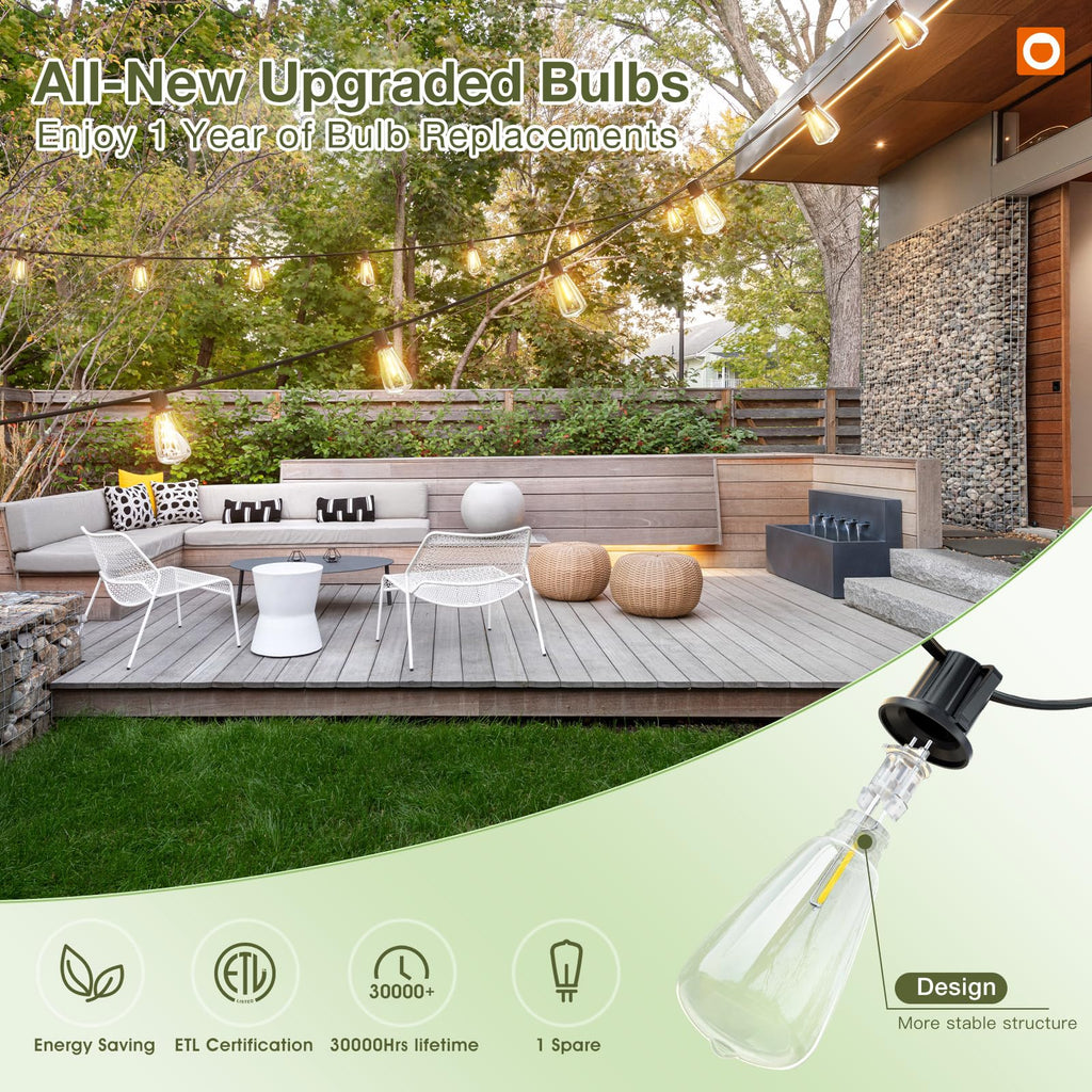 addlon 52(48+4) FT Solar String Lights Waterproof, Remote Dimmable 16+1 LED | Patio Lights Solar Powered with USB Port, Shatterproof Bulbs, 3 Light Modes, Timable Solar Light for Camping Backyard Garden