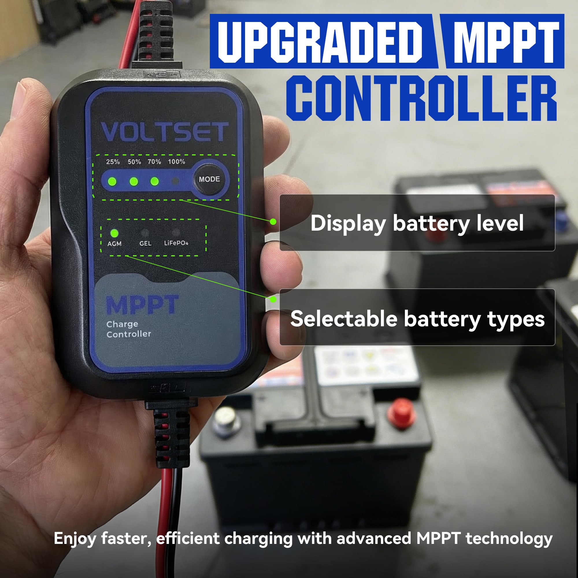 Voltset 12V Solar Battery Charger - 20W Waterproof Solar Panel Kit with Smart MPPT Controller - Trickle Charger Maintainer for Car RV Boat Marine Trailer Automotive Trailer Truck Motorcycle