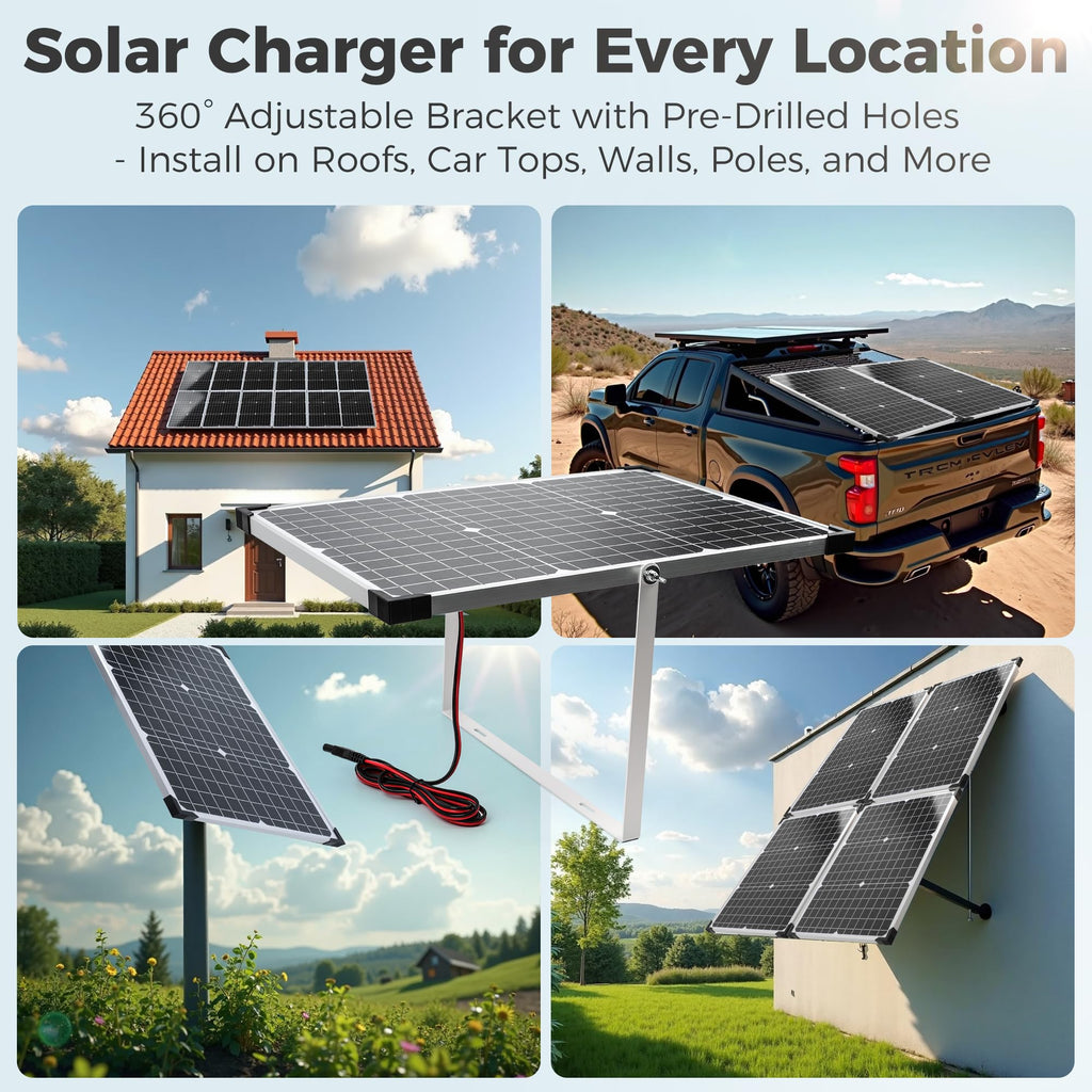 Voltset 12V Solar Battery Charger - 20W Waterproof Solar Panel Kit with Smart MPPT Controller - Trickle Charger Maintainer for Car RV Boat Marine Trailer Automotive Trailer Truck Motorcycle