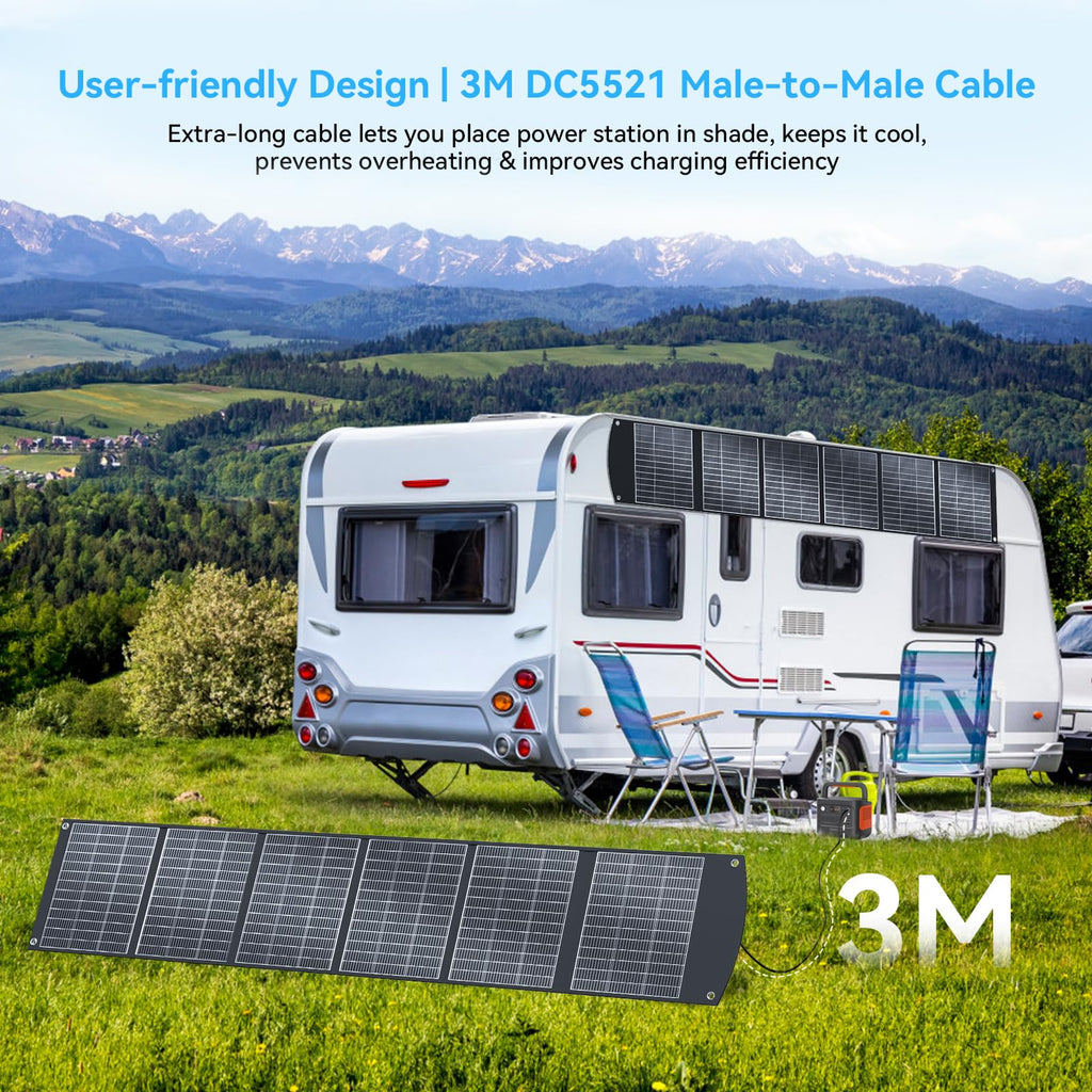 100W Portable Solar Panel CPC Material USB-C PD3.0 & 20V DC XT60 Anderson | Lightweight, Foldable, USB-A/C Fast Charging, 3m DC Cable, IP65 Waterproof for Camping, Power Station, Generator, Cell Phone