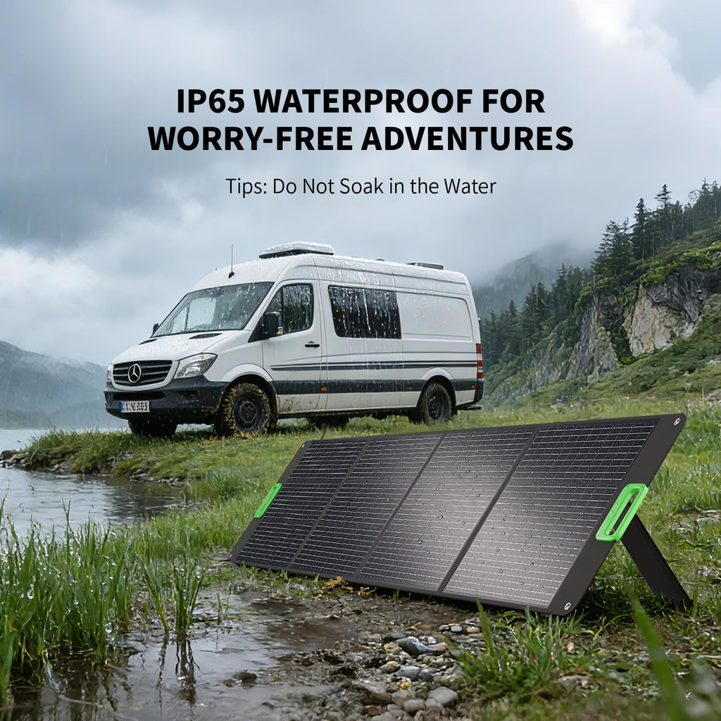 200W Portable Solar Panel for Power Station, Solar Charger w/ 4 Kickstands | 24% High Efficiency Waterproof Foldable Solar Panel Kit w/DC XT60 Anderson Aviation Output for Outdoor RV Camper Blackout