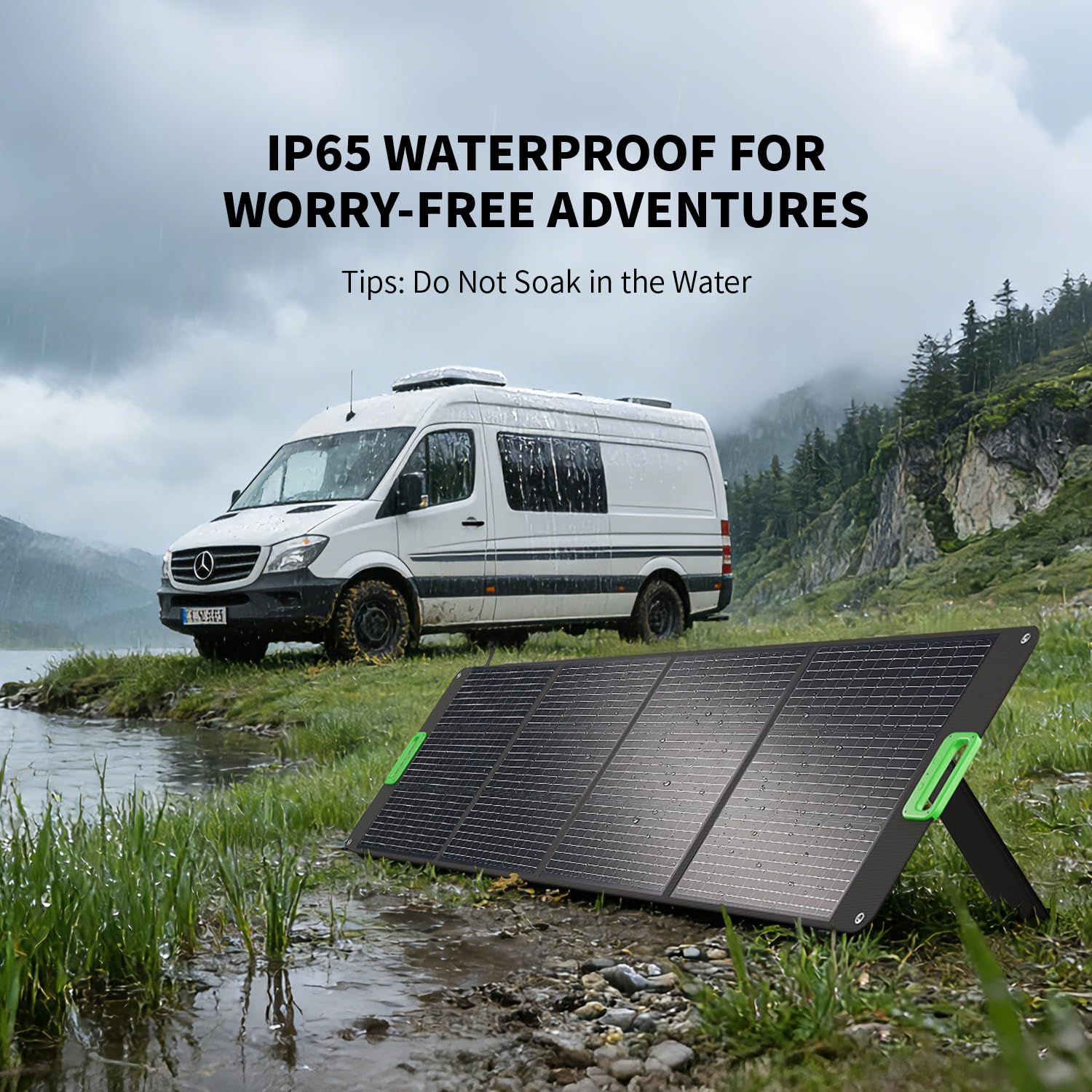 200W Portable Solar Panel for Power Station, Solar Charger w/ 4 Kickstands | 24% High Efficiency Waterproof Foldable Solar Panel Kit w/DC XT60 Anderson Aviation Output for Outdoor RV Camper Blackout
