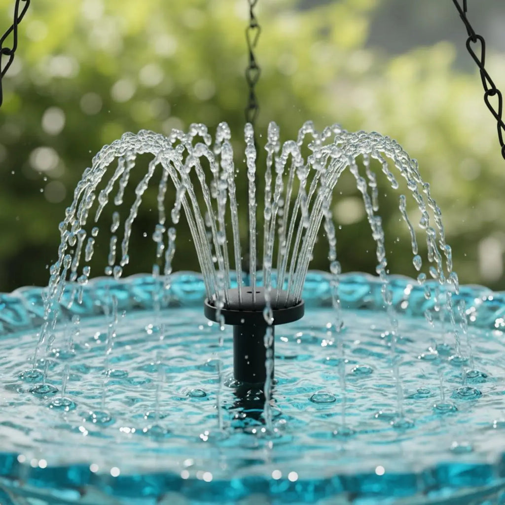 Hanging Solar Avian Bath Decorative Feature Solar Powered Hanging Water Feature Garden Decoration for Yard, Patio