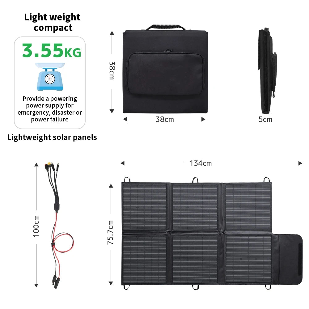 Portable 400W 300W 200W 120W Flexible Solar Panels for Camping Waterproof Outdoor Foldable Design for Power Supply Charging