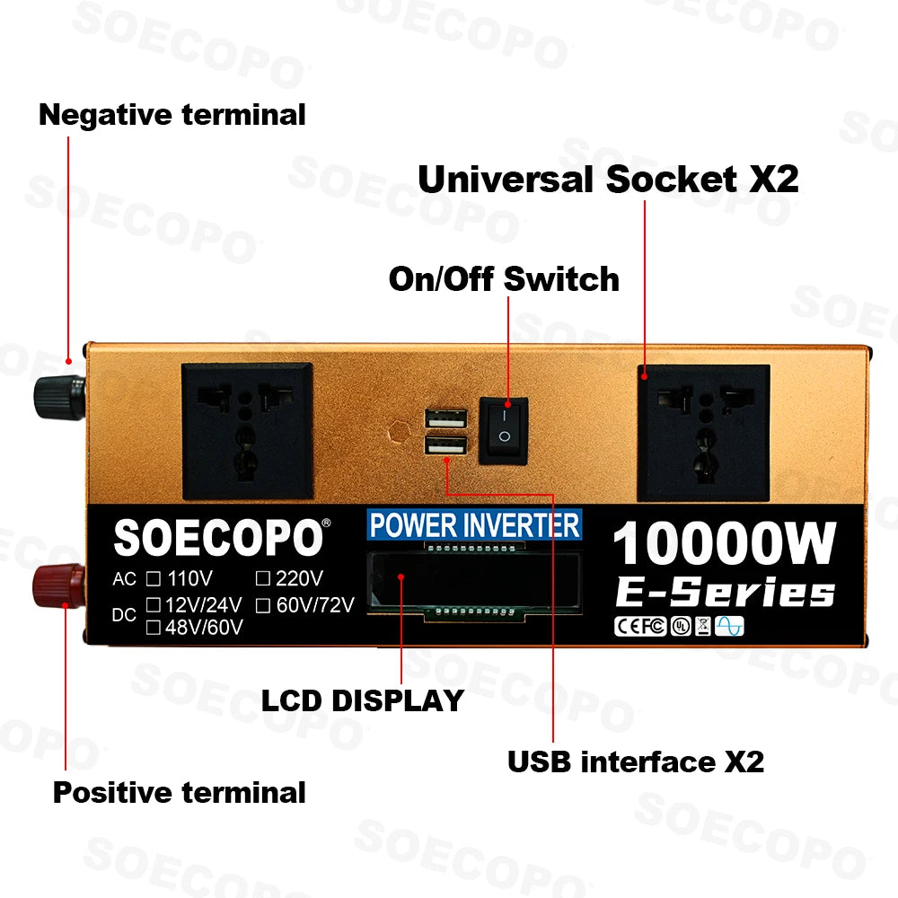 10000W Solar Kit 500W Panel 100A MPPT Controller DC Cable 12V/24V to 220V/110V Inverter for Camping Emergency CE Certified