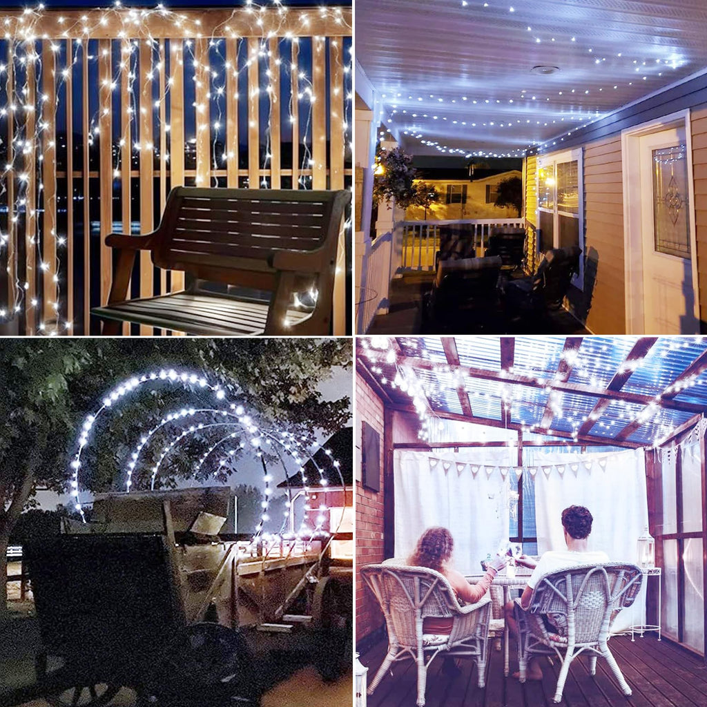 Joomer Solar Fairy Lights, 2-Pack Total 80FT 240LED Lights, Warm White | Copper Wire, Solar String Light Waterproof 8 Lighting Modes for Patio Fence Party Garden Yard Home Outdoor Decoration