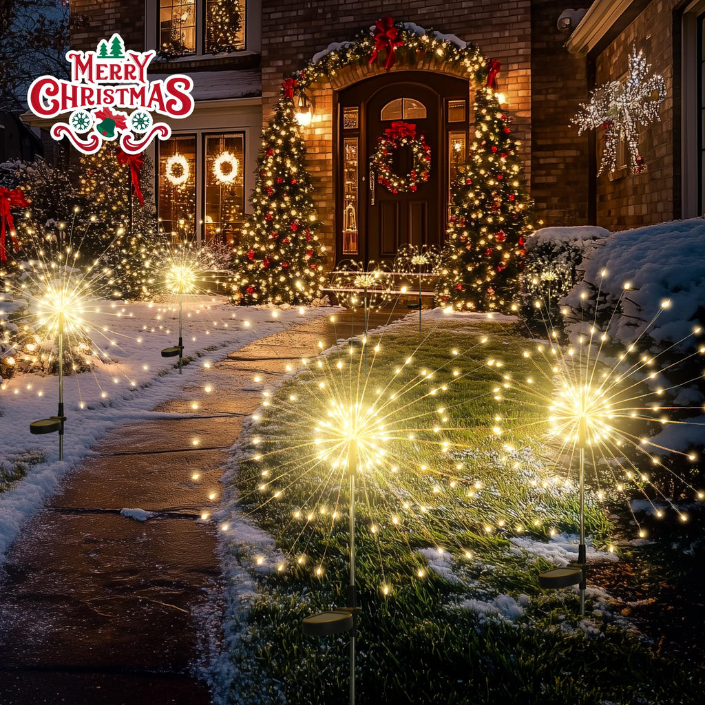 GIGALUMI 2 Pack Solar Firework Lights Outdoor, Garden Decor, Warm White | 120 LEDs, Fairy Design, Waterproof, Garden Decor, Solar Powered for Yard, Pathway, Flowerbed, Planter, Balcony, Gifts for Mom