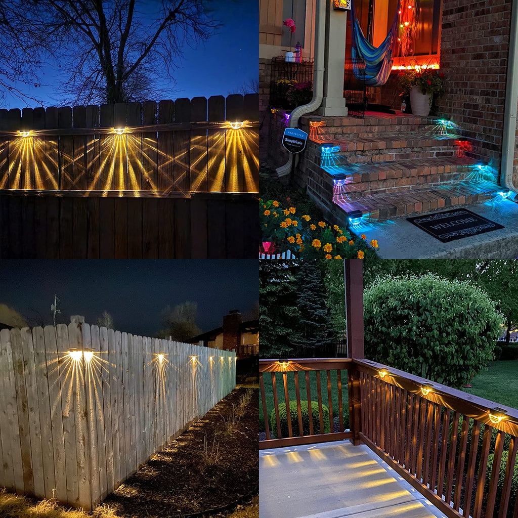 Melunar Solar Deck Lights, 6 Pack Waterproof LED Solar Step Light Outdoor, Fence Lights Solar Powered for Outside, Garden, Patio, Stairs,Yard,10 Lumens, Warm White/Color Changing Lighting