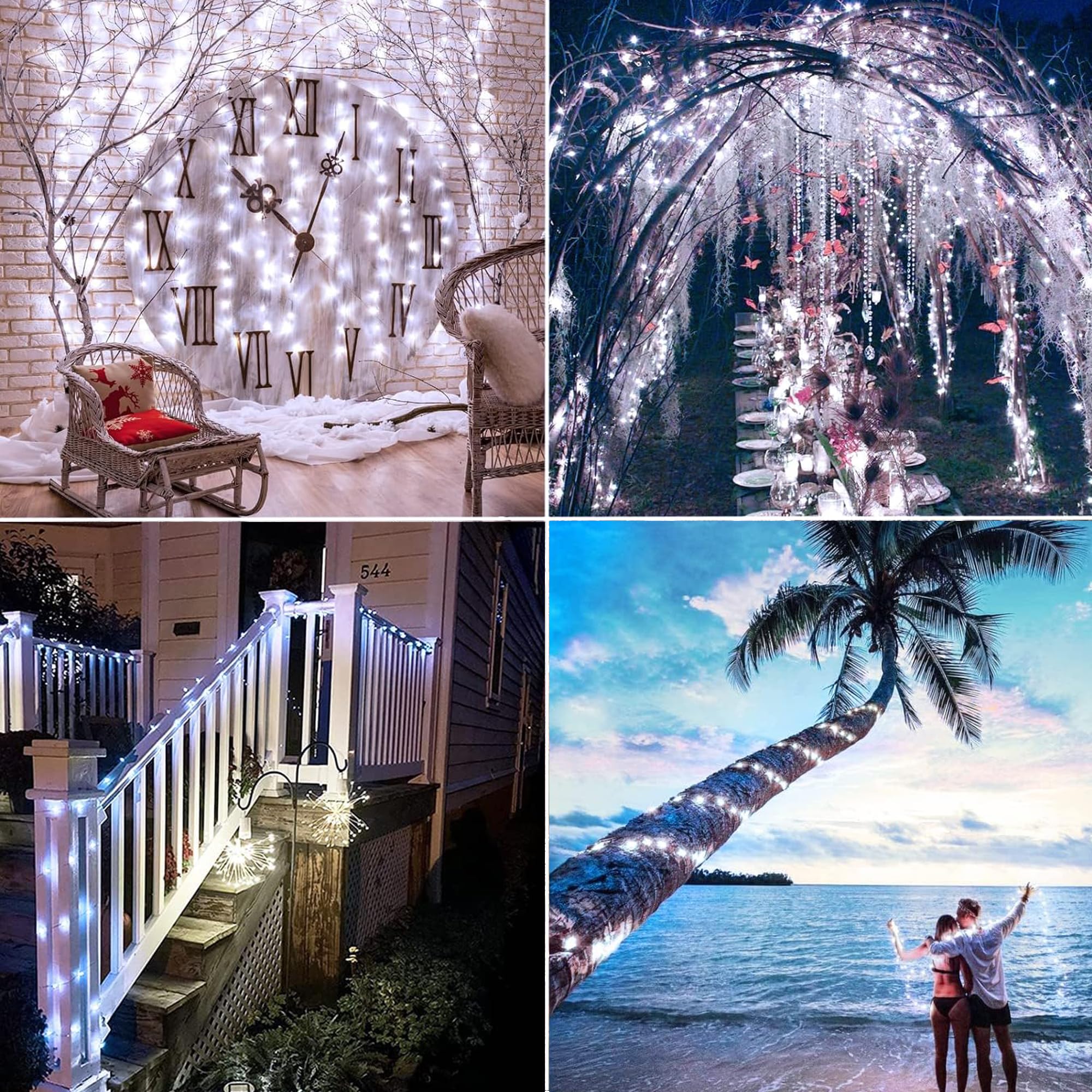Joomer Solar Fairy Lights, 2-Pack Total 80FT 240LED Lights, Warm White | Copper Wire, Solar String Light Waterproof 8 Lighting Modes for Patio Fence Party Garden Yard Home Outdoor Decoration