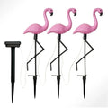 3Pcs Solar Powered Flamingo Ground Stake Lights, Waterproof Outdoor Garden Pathway Decorative Night Lights for Yard Patio Lawn