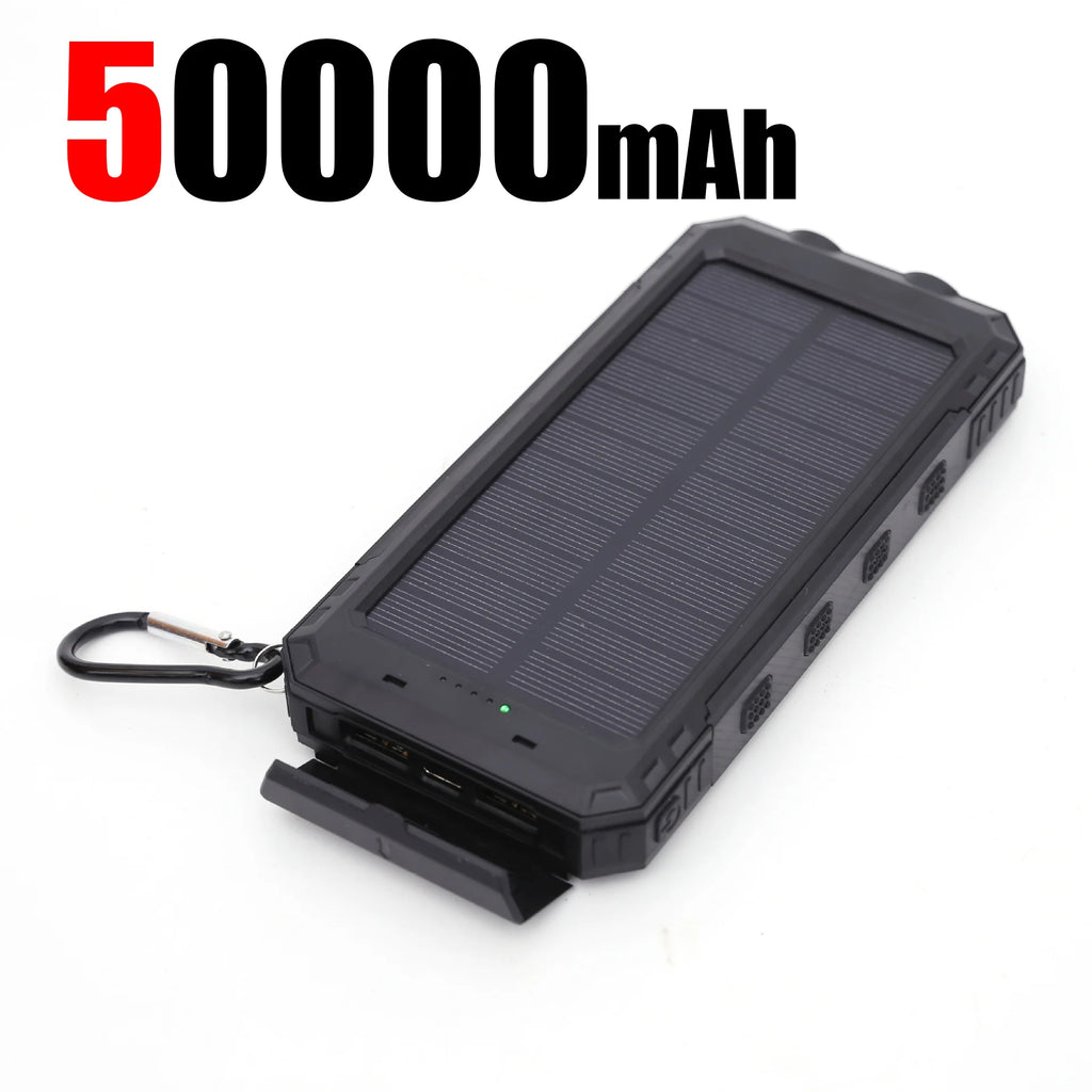 2026 500000mAh Large Capacity Solar Power Bank Portable External Battery Outdoor Camping Fast Charging For iPhone Samsung 2026