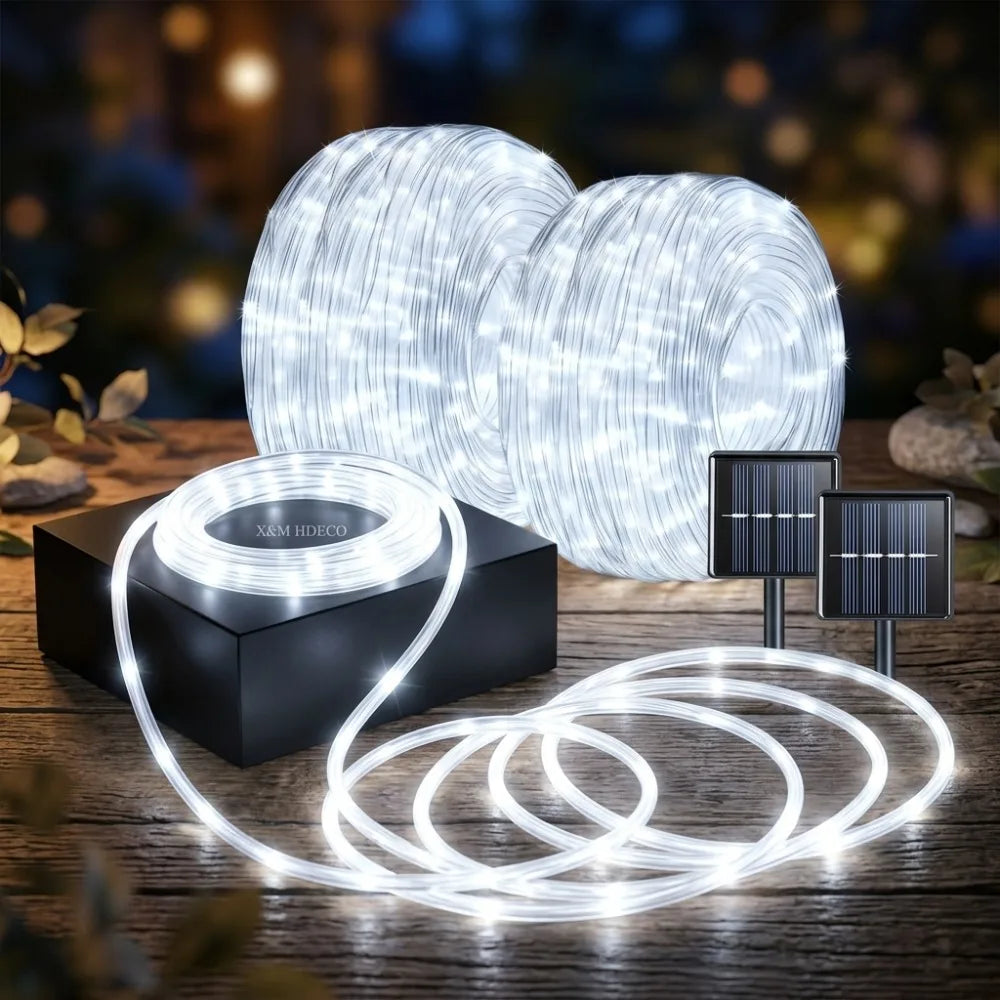 Outdoor Solar LED String Lights, Flexible Fairy Lights for Pool, Fountain, Wedding Decor 105/72/40/23FT, 300/200/100/50Leds