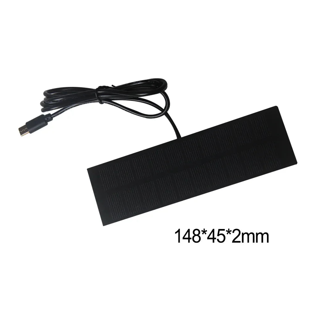 1W 5V Solar Charging Panel With Type-C Output, Weatherproof For Outdoor Camping, Phone And Battery Charger (148*45*2mm)