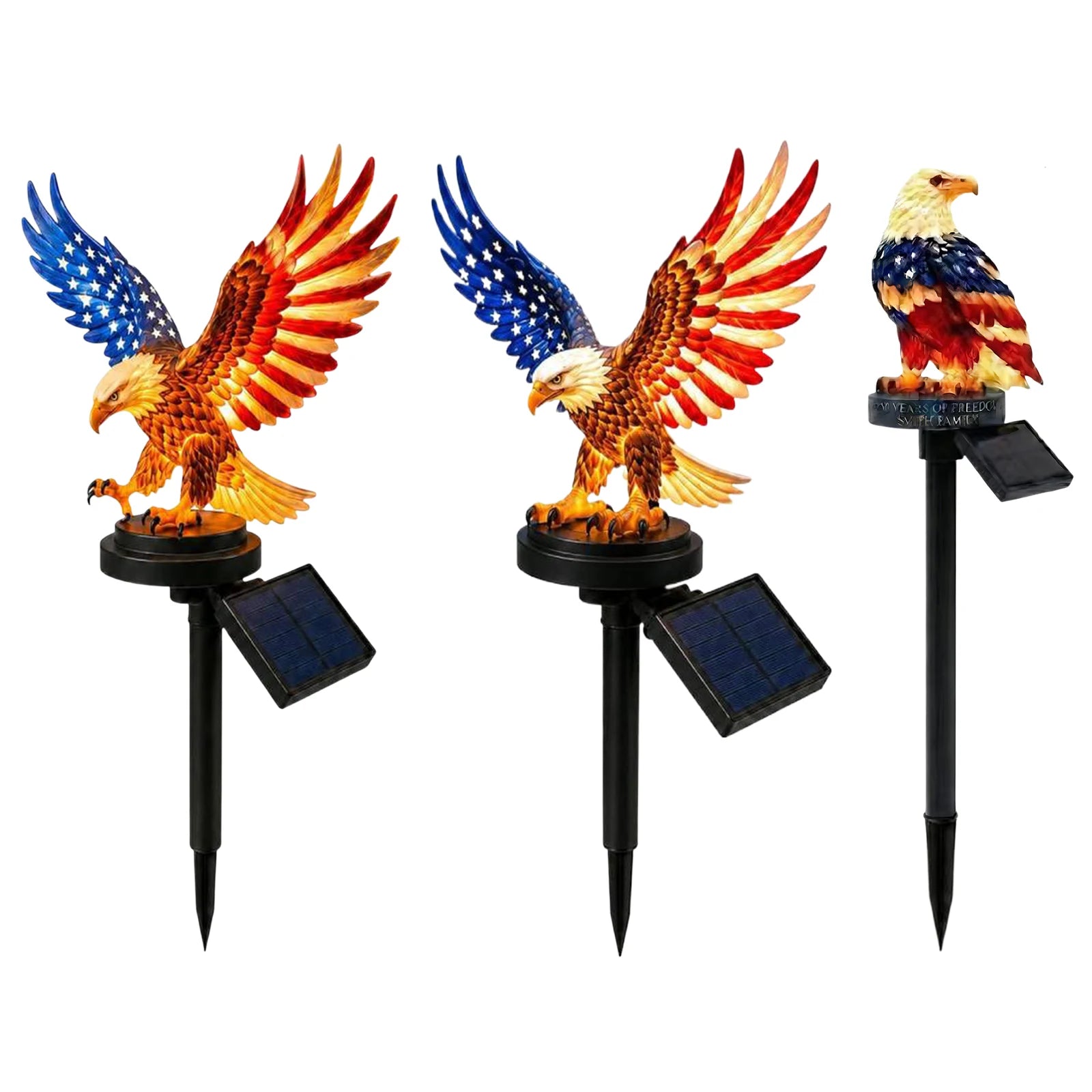 Eagle Figurine Garden Solar Stake Light 4th of July Decorations Solar Powered Eagle Stake Lights for Yard Patio Lawn Party