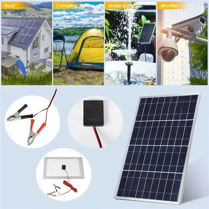 300W 12V Portable Solar Panel Kit Complete Polycrystalline USB Power Outdoor Rechargeable Solar Generator for Home Solar Cell