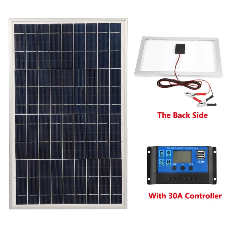 300W 12V Portable Solar Panel Kit Complete Polycrystalline USB Power Outdoor Rechargeable Solar Generator for Home Solar Cell