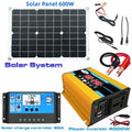 600W Solar Panel with 6000W Inverter 12V to 110V 220V Power Generation System for Home Car Outdoor Mobile Phone Charging USB