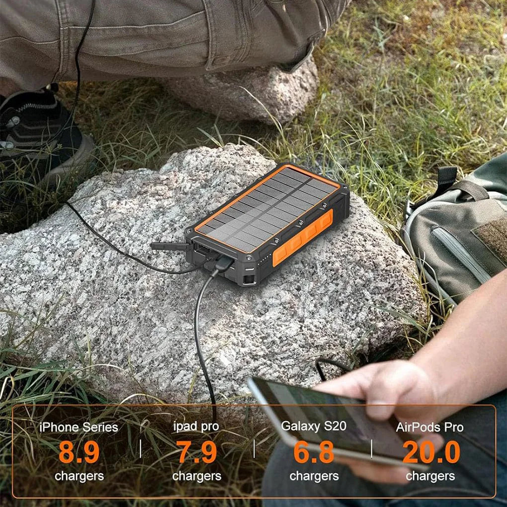 200000mAh Solar Hand Crank Power Bank Fast Charging Portable Charger External Battery for IPhone Samsung Xiaomi Powerbank