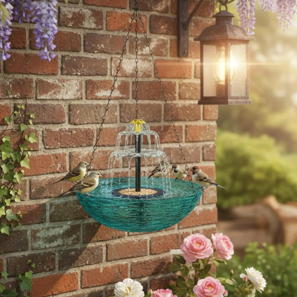 Solar Hanging Bird Bath No Wiring Solar Bird Bath Fountain Garden Decor Easy to Hang