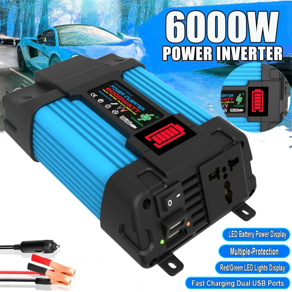 600W Solar Panel with 6000W Inverter 12V to 110V 220V Power Generation System for Home Car Outdoor Mobile Phone Charging USB
