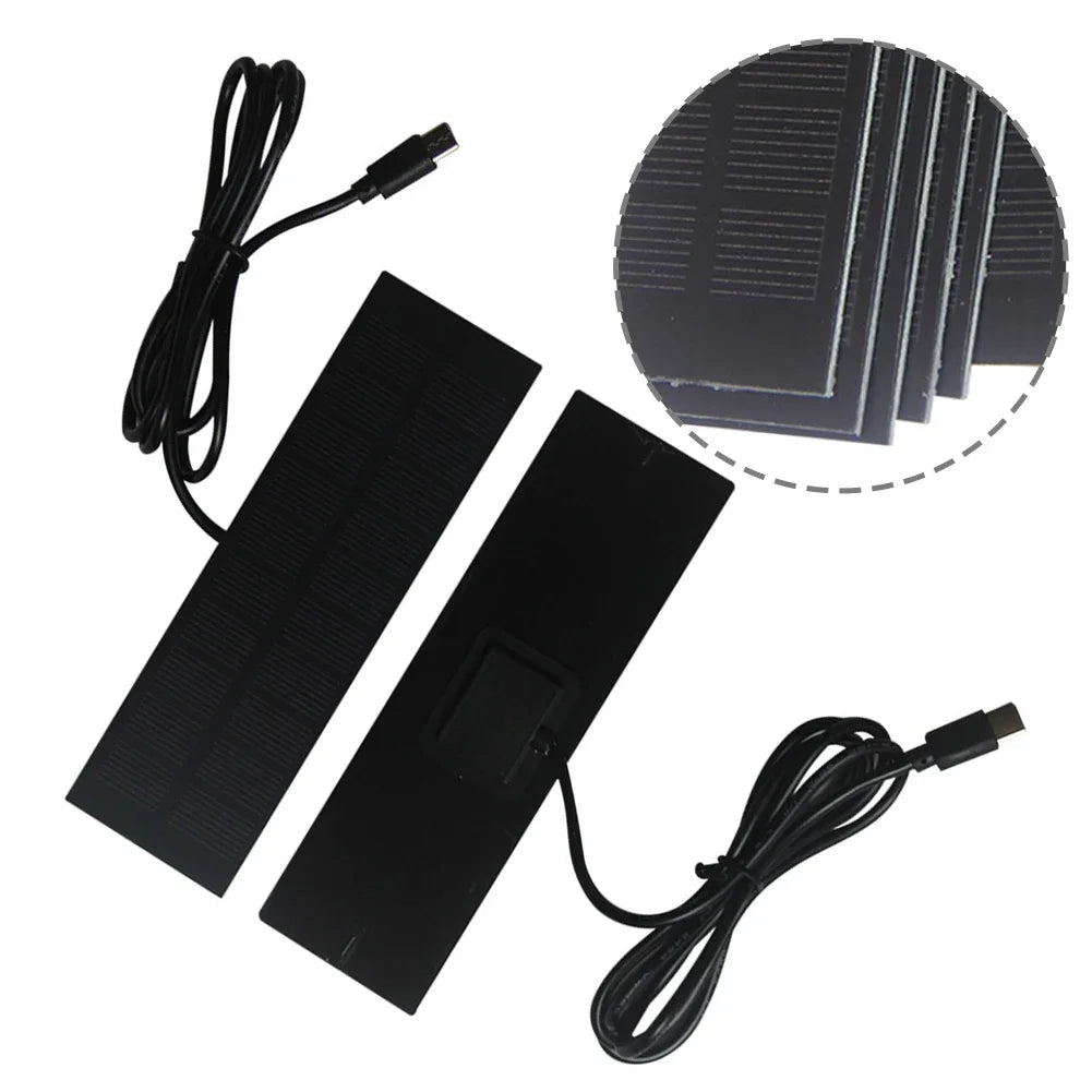 1W 5V Solar Charging Panel With Type-C Output, Weatherproof For Outdoor Camping, Phone And Battery Charger (148*45*2mm)