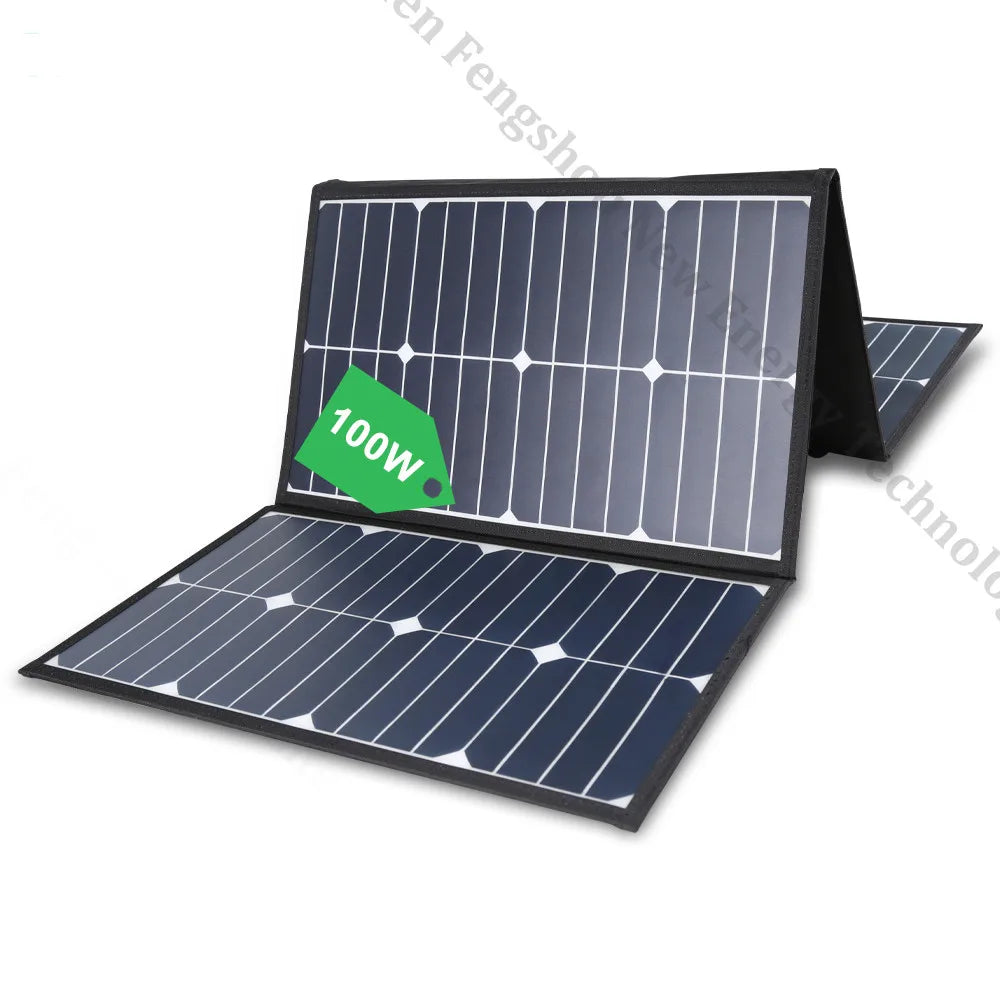 Portable 100 Watt Folding Solar Panel Charger For Camping RV Solar Power Controller And Charging Device