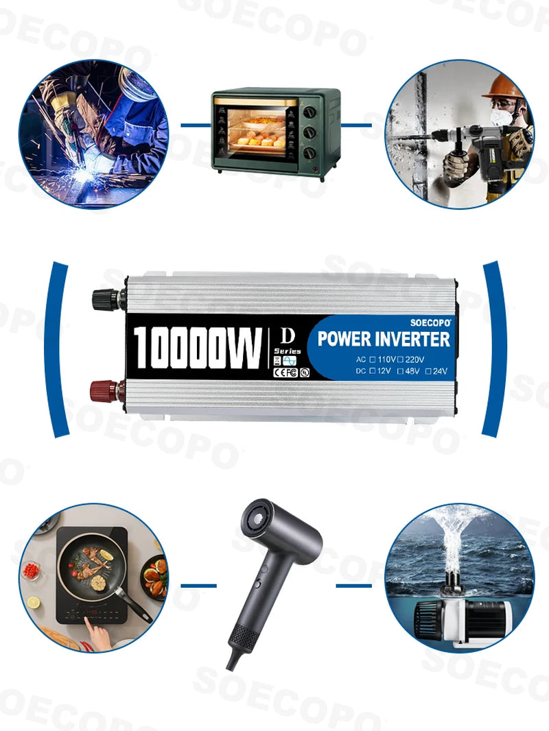 10000W Complete Solar Power Kit | 300W Panel + 100A Controller + 10000W Inverter 12V to 110V/220V Emergency Backup for Home,Rv