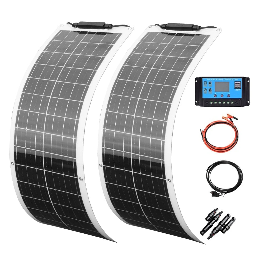 50W 100W 12V Flexible Solar Panel 150W 200W Solar Panel Caravan Van Upgraded 10A /20A Solar Charge Controller for Car RV Marine