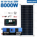 SOECOPO 8000W Solar System Kit 200W Panel 100A Controller Intelligent Dual Voltage Inverter DC 12V 24V to AC 110V 220V for Home