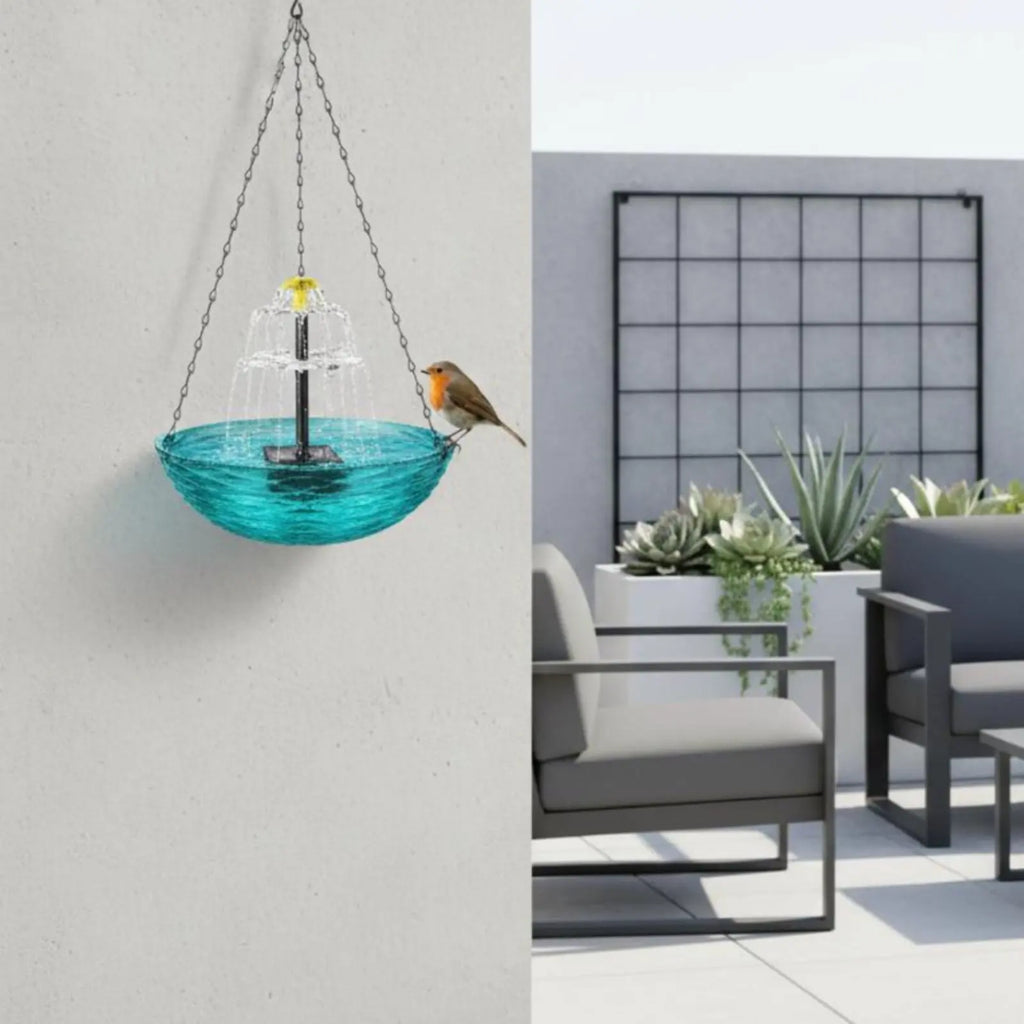 Solar Hanging Bird Bath No Wiring Solar Bird Bath Fountain Garden Decor Easy to Hang