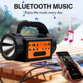 Solar Rechargeable Camping Lights Outdoor, Powered Portable LED Camping Lantern, Mini Power Station, Solar Kit Lighting System, Generator, Power Bank, Torch Flash Flood Search Emergency Light with USB Speaker FM MP3 Drive 3 Led Bulbs